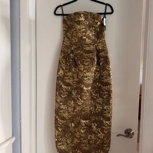Lulu's Strapless Gold Dress